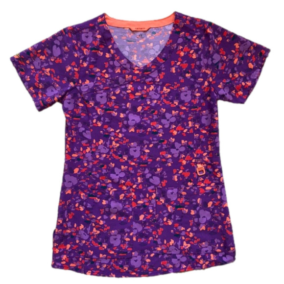 Carhartt Force Purple Patterned Scrub Top with Pockets - Picture 1 of 6